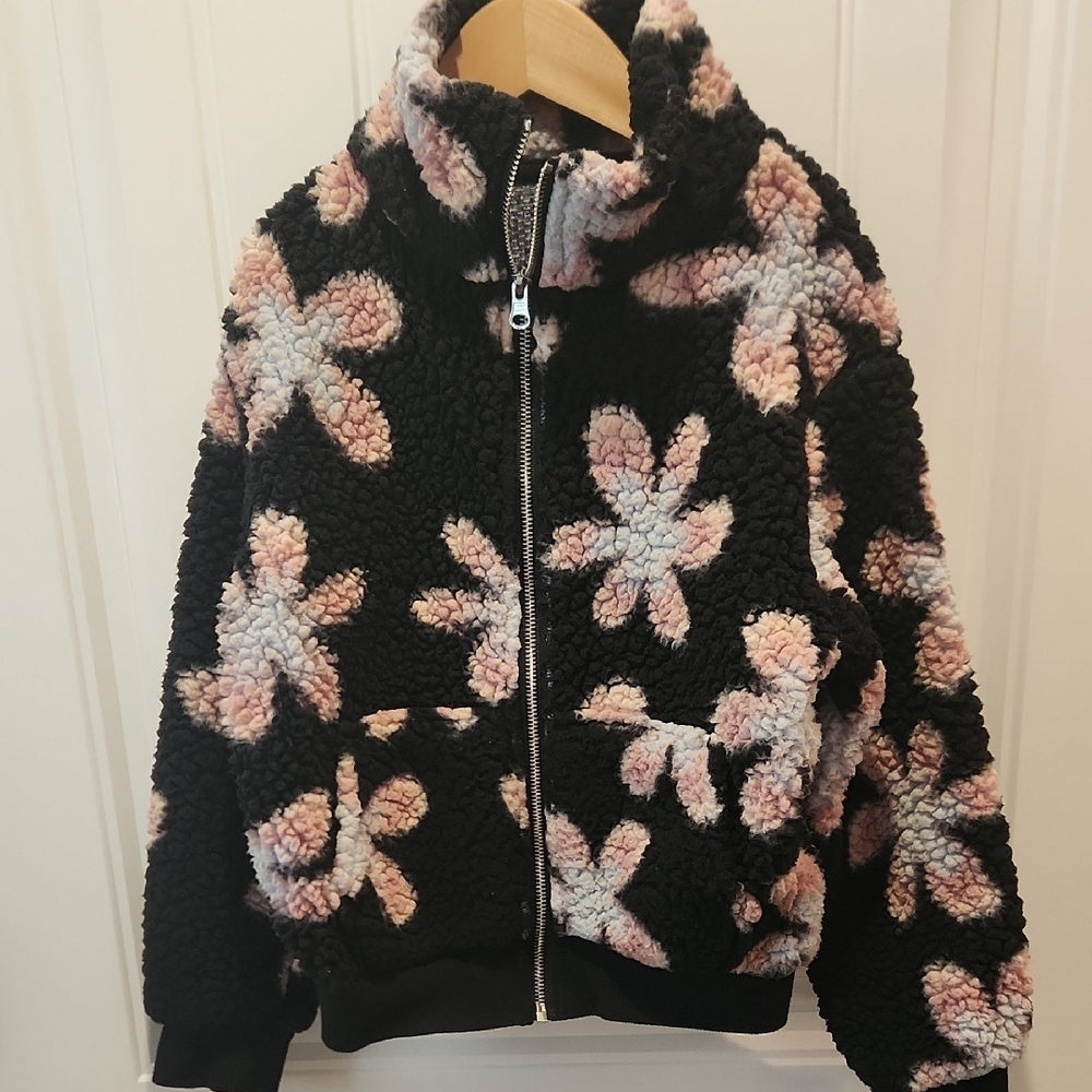 Girls Art Class Floral Sherpa Jacket
